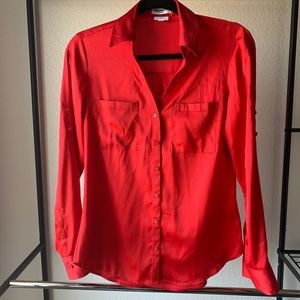 Cherry Red Slim Fit Satin Portofino Dress Top